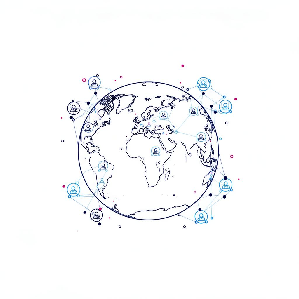 P2P global network of connected peer nodes around the world